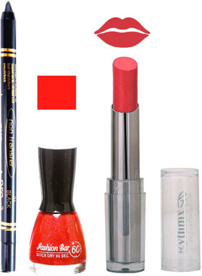 

Rythmx Lipstick , Nail Polish And Stay On Black Kajal Makeup Combo 1053(Set of 3)