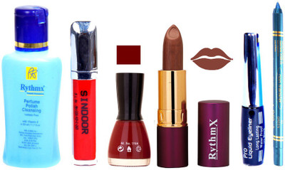 

Rythmx Lipstick ,Remover, Sindoor, Nail Polish,EyeLiner,Turqoise Blue Kajal, Makeup kit Combo 12031(Set of 6)