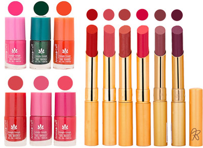 

Aroma Care Perfect Combo of Nail Polish and Rythm Lipstick Popular Shades in Wholesale Rate 2332017068(Set of 12)