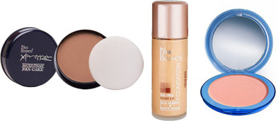 

Blue Heaven Xpression Pan Cake (75), Oil Free Foundation (Cream Beige) & Silk On Face Compact (SKIN) Combo.(Set of 3)