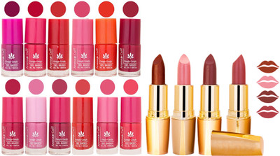 Aroma Care Lot of 12-piece Surprise Nail Polish Set and Rythm Lipsticks Combo 85(Set of 16)
