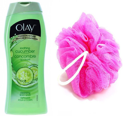 

Olay Soothing Cucumber Cleansing Body Wash 354 mL With Loofah-Bath Sponge(Set of 2)