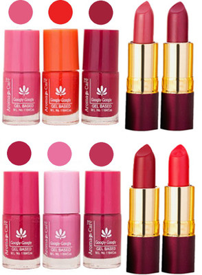 

Aroma Care Red RythmX Lipstick + Nail Polish Combo 1506201601(Set of 10)