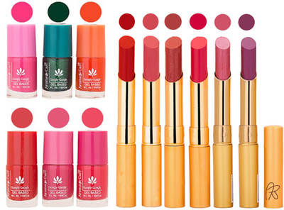 

Aroma Care Perfect Combo of Nail Polish and Rythm Lipstick Popular Shades in Wholesale Rate 2332017069(Set of 12)