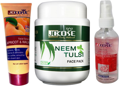 

Jocose Face Pack Neem Tulsi & Scrub Fruit Tube & Skin Toner Rose(Set of 3)