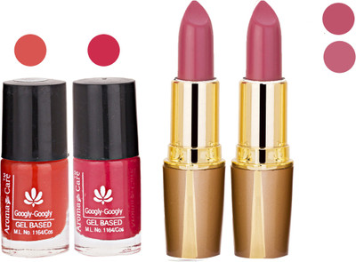 

Aroma Care Orange Nail Polish + Purple Lipstick Combo 2907201642(Set of 4)