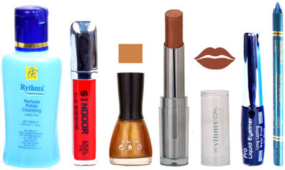 

Rythmx Lipstick And Nail Polish + Eyliner + Sindoor + Remover + Kajal Makeup Combo Pack(Set of 6)