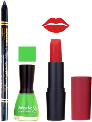 

Fashion Bar Nail Polish , OTG Lipstick , Black Kajal Combo 68(Set of 3)
