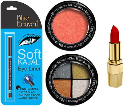 

Blue Heaven Lipstick , Kajal Liner, Eye Magic Eye Shadow & Diamond Blush On(Set of 4)