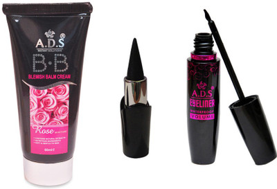 ADS BB Cream / PhotoGenic Kajal / Waterproof Eyeliner(Set of 3)