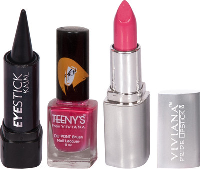 

Viviana Pride Lipstick, Nail Colors, Kajal(Set of 3)