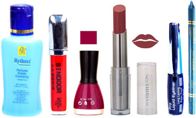

Rythmx Lipstick And Nail Polish + Eyliner + Sindoor + Remover + Kajal Makeup Combo Pack(Set of 6)