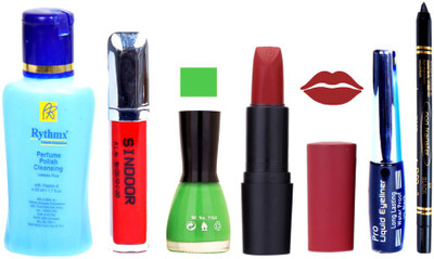 

Rythmx OTG Lipstick, Sindoor, Nail Polish,EyeLiner, Remover,Black Kajal, Makeup kit Combo 10113(Set of 6)