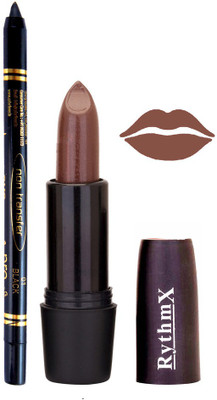 

Rythmx Brown Lipstick And Pro Non Transfer Black Kajal 38103(Set of 2)