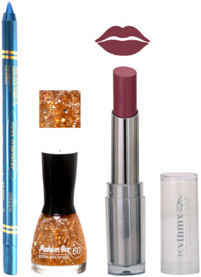 

Rythmx Lipstick , Nail Polish And Turquoise Blue Kajal Makeup Combo 1181(Set of 3)