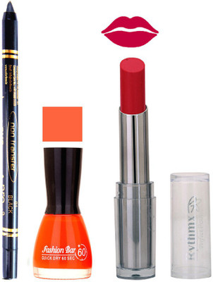 

Rythmx Lipstick , Nail Polish And Stay On Black Kajal Makeup Combo 1006(Set of 3)