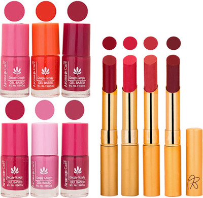 

Aroma Care Super Saver Pack : Quick Dry Nail Polish and Rythm Creamy Matte Long Lasting Lipstick Combo 02(Set of 10)