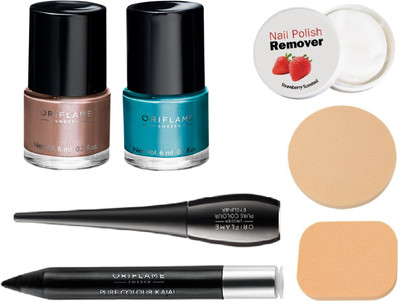 

Oriflame Sweden Pure Colour Mini Nail Paint (2 Pcs), Kajal & Eyeliner Combo(Set of 4)