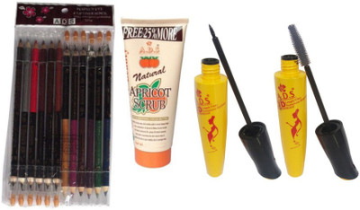 

ADS Eye And Lip Liner Pencil 12 Pieces / Eyeliner / Mascara / 100 gm Scrub(Set of 4)