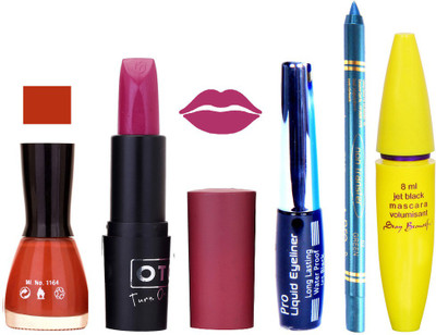 Rythmx Lipstick, Nail Polish, Eyeliner,Turqoise Blue Kajal Makeup Combo Kit 1269(Set of 5)