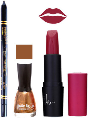 

Fashion Bar Nail Polish , OTG Lipstick , Black Kajal Combo 111(Set of 3)