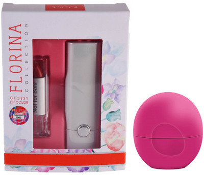 

Blue Heaven Florina Glossy Lipstick (Radient Red) & Lip Balm Bubble Gum (8 GM)(Set of 2)