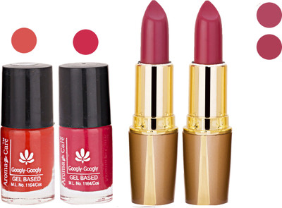 

Aroma Care Orange Nail Polish + Purple Lipstick Combo 2907201692(Set of 4)