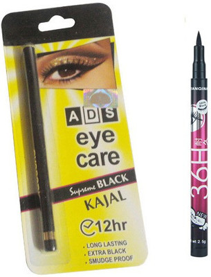 

ADS Eye care Kajal with Sketch Pen Eyeliner(Set of 2)