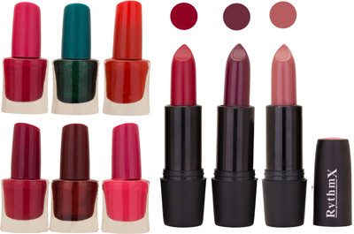

Rythmx NEW NEON IMPORTANT NAIL POLISHES AND BLACK LIPSTICKS COMBO 033(Set of 9)