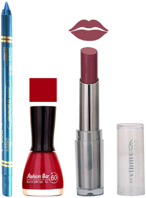 

Rythmx Lipstick , Nail Polish And Turquoise Blue Kajal Makeup Combo 1113(Set of 3)