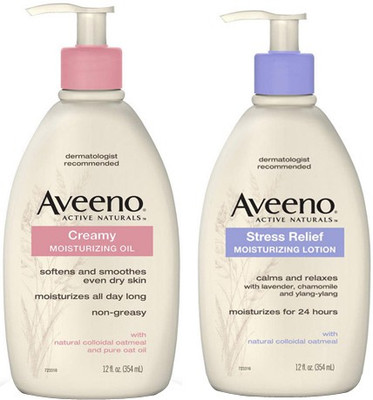 

Aveeno Creamy Moisturizing Oil and Stress Relief Moisturizing Lotion(Set of 2)