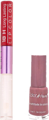 

Color Fever Long Lasting 4741611 Red Lipstick+Nude Nail Polish(Set of 2)