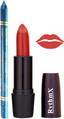 

Rythmx Gajri Shades Lipstick And Pro Non Transfer Blue Kajal 2887(Set of 2)