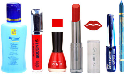 

Rythmx Lipstick And Nail Polish + Eyliner + Sindoor + Remover + Kajal Makeup Combo Pack(Set of 6)