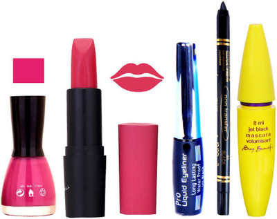 

Rythmx Lipstick, Nail Polish, Eyeliner,Black Kajal Makeup Combo Kit 1323(Set of 5)