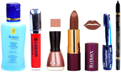 

Rythmx Lipstick ,Remover, Sindoor, Nail Polish,EyeLiner,Black Kajal, Makeup kit Combo 12096(Set of 6)