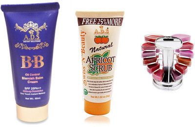 

ADS BB Cream (SPF-25PA++) / Scrub (50gm) / Lipgloss Palette(Set of 3)