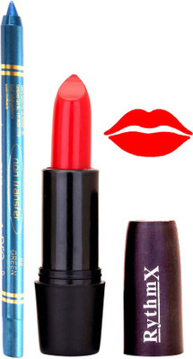 

Rythmx Orange Lipstick And Pro Non Transfer Blue Kajal 2890(Set of 2)