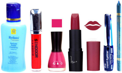 

Rythmx Remover, OTG Lipstick, Sindoor, Nail Polish,EyeLiner, Remover,Turqoise Blue Kajal, Makeup kit Combo 10023(Set of 6)