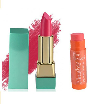 

Blue Heaven Mintz Glossy Lipstick (Desert Rose) & Naughty Color Lip Balm (Orange)(Set of 2)