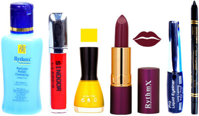 

Rythmx Lipstick ,Remover, Sindoor, Nail Polish,EyeLiner,Black Kajal, Makeup kit Combo 12066(Set of 6)
