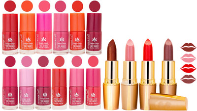 

Aroma Care Lot of 12-piece Surprise Nail Polish Set and Rythm Lipsticks Combo 107(Set of 16)