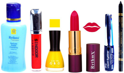 

Rythmx Lipstick ,Remover, Sindoor, Nail Polish,EyeLiner,Black Kajal, Makeup kit Combo 12065(Set of 6)
