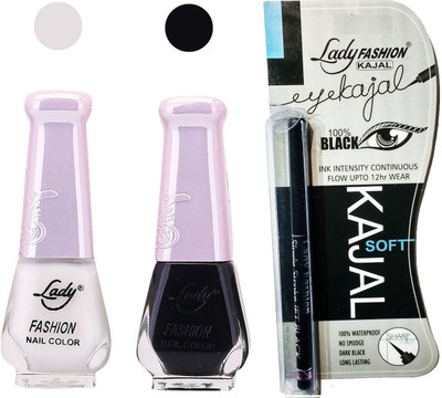 

Lady Fashion Nail Polish And Kajal Combo(Set of 3)