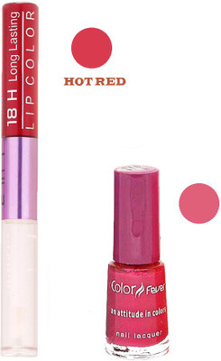 

Color Fever Long Lasting 207201610 Red Lipstick+Red Nail Polish(Set of 2)