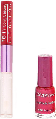 

Color Fever Long Lasting 4741610 Red Nail Polish+Red Lipstick(Set of 2)
