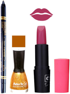 

Fashion Bar Nail Polish , OTG Lipstick , Black Kajal Combo 84(Set of 3)