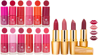 

Aroma Care Gel Nail Polish Set Quick Dry, Long Lasting and Creamy Matte Lipstick Combo 47(Set of 16)