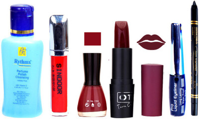 

Rythmx Remover, OTG Lipstick, Sindoor, Nail Polish,EyeLiner, Remover,Black Kajal, Makeup kit Combo 10071(Set of 6)