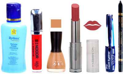 

Rythmx Lipstick And Nail Polish + Eyliner + Sindoor + Remover + Kajal Makeup Combo Pack(Set of 6)